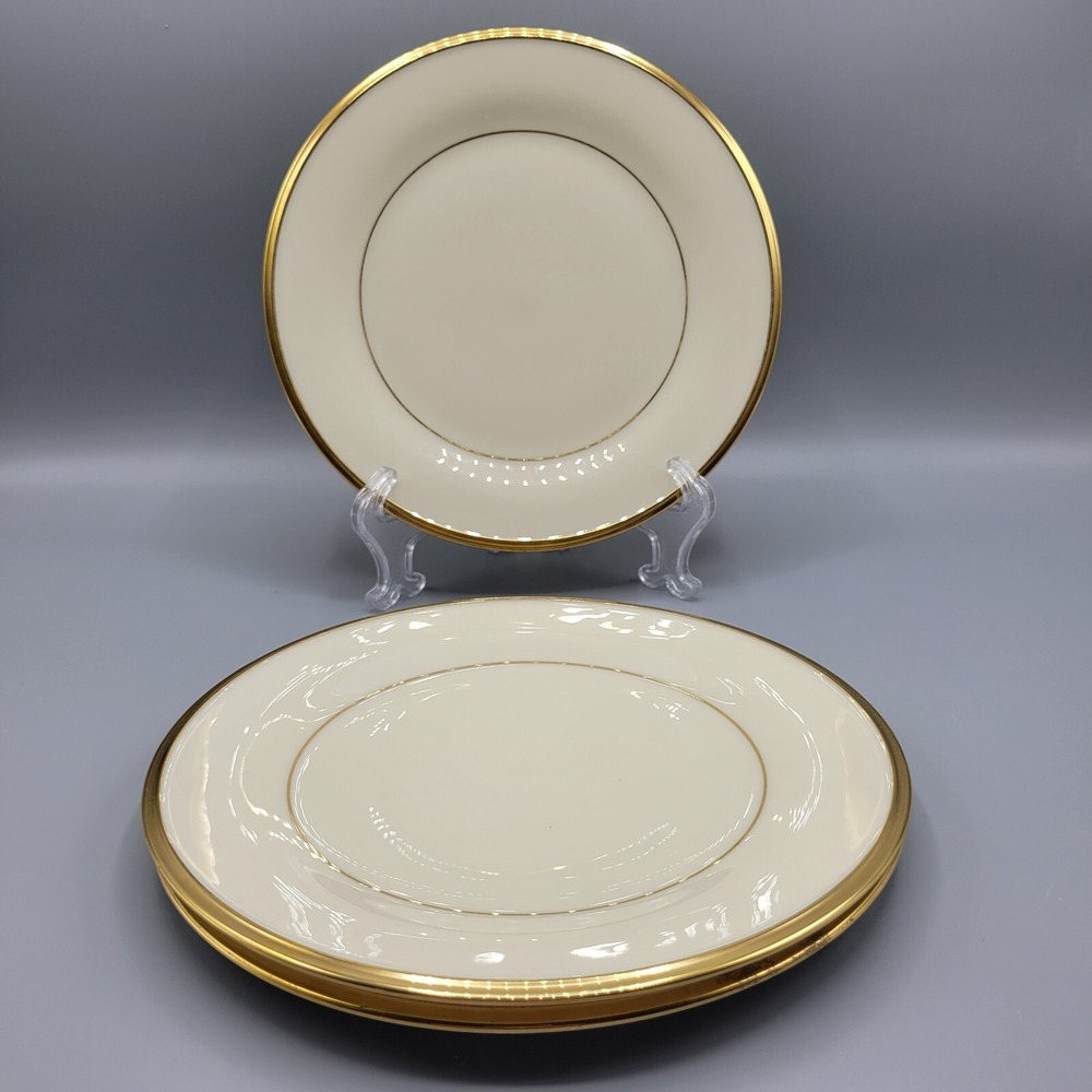 Vtg 3 Lenox Dimension Collection Eternal Salad Plate Gold Trim Elegant Decor 8"